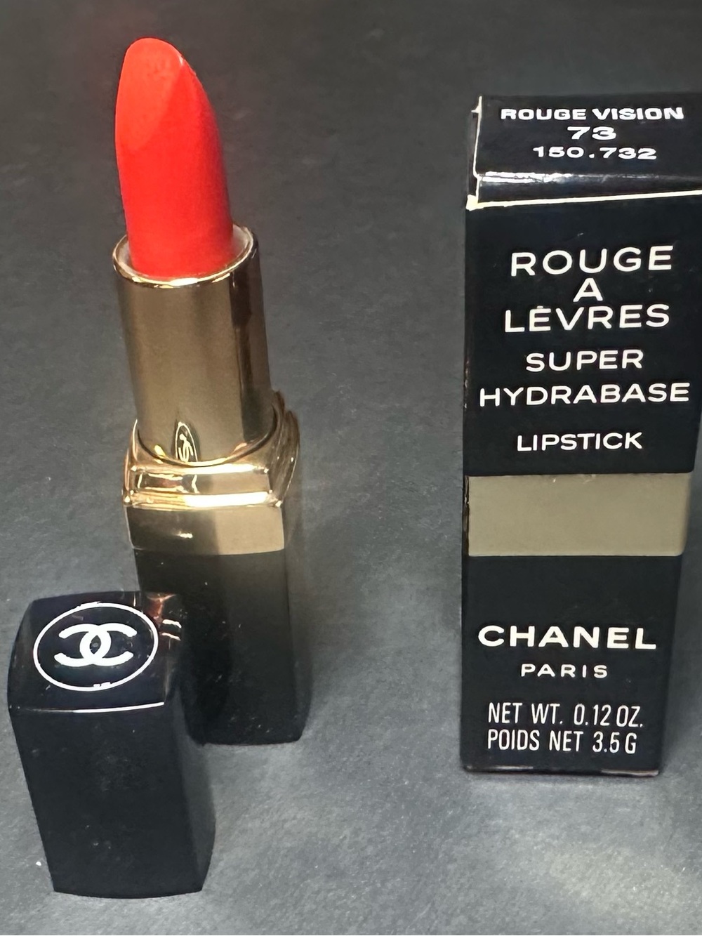 RARE Vintage CHANEL Rouge A Levres Lipstick 73 ROUGE VISION Poppy/Coral Red NIB